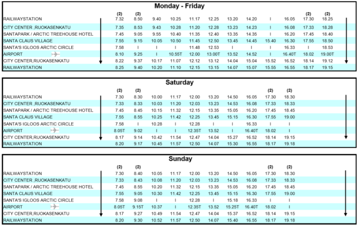 time table santa express