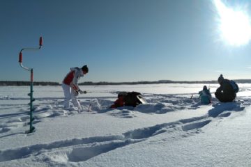 Ice fishing on Kemijoki